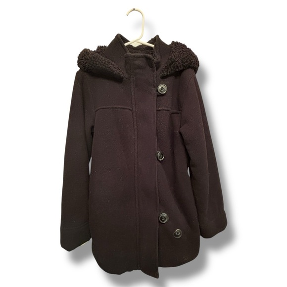 Old Navy black girls sz 8 (Med) Hooded Sweater Fleece Toggle Coat, great cndtn! - Picture 4 of 11